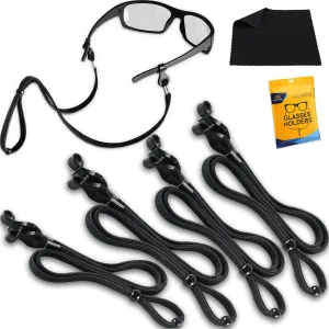 Eye Glasses String Holder Straps 4 Pcs Sports Sunglasses Black Cords NonSlip