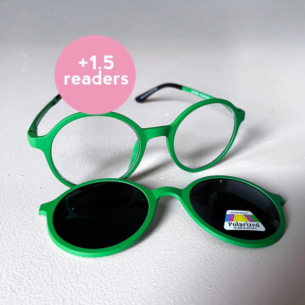 ' 1.5 readers magnetic glasses green