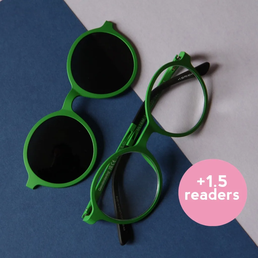 ' 1.5 readers magnetic glasses green