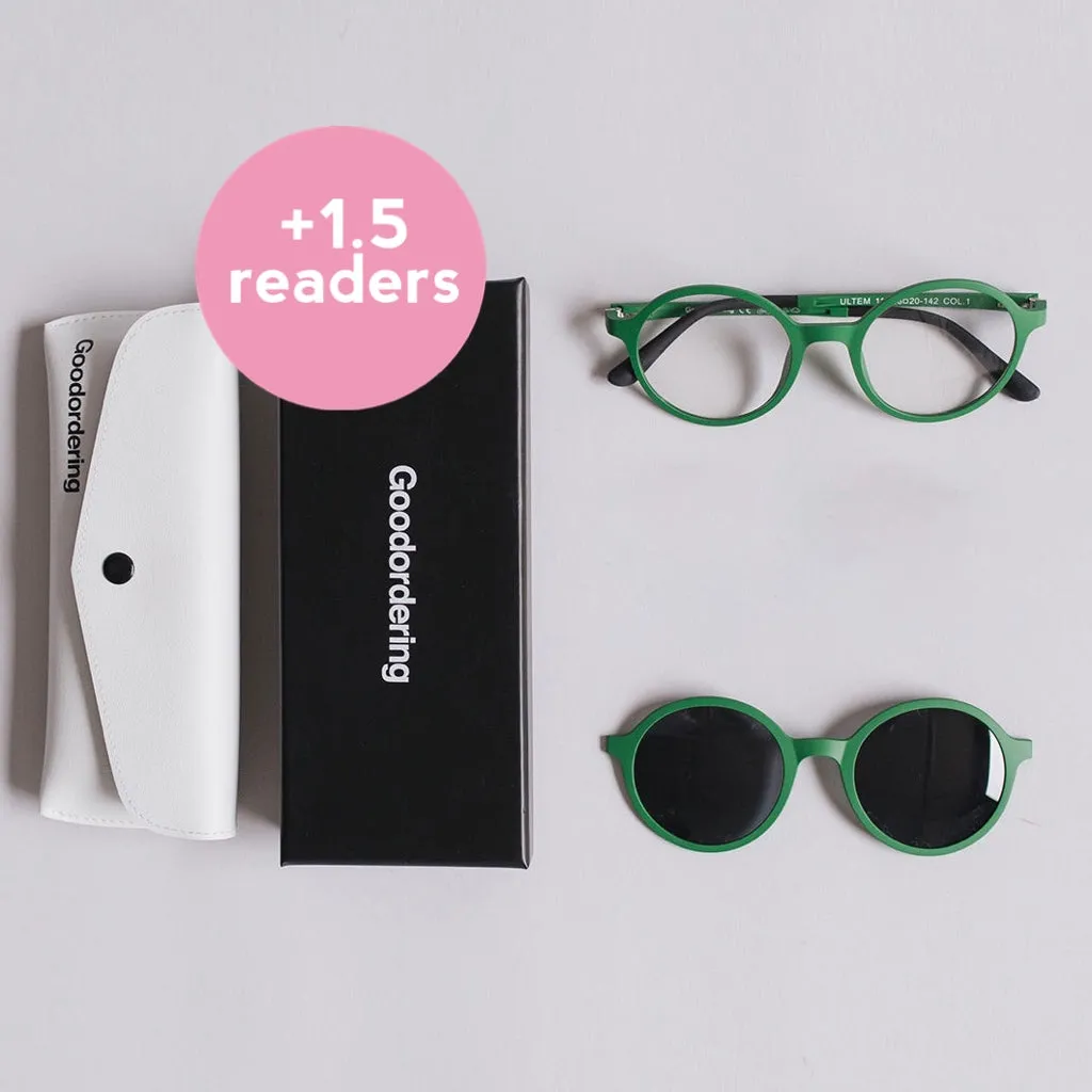 ' 1.5 readers magnetic glasses green