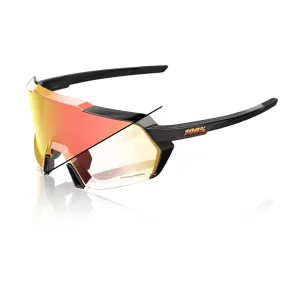 100% KORBIN Cycling Sunglasses - Gloss Metallic Black - Orange Flash Mirror Photochromic