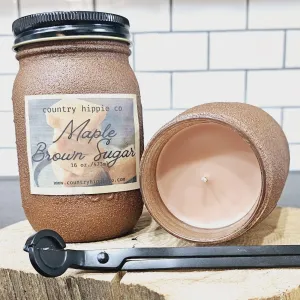 16 oz. Maple Brown Sugar Rustic Farmhouse Mason Jar Candle