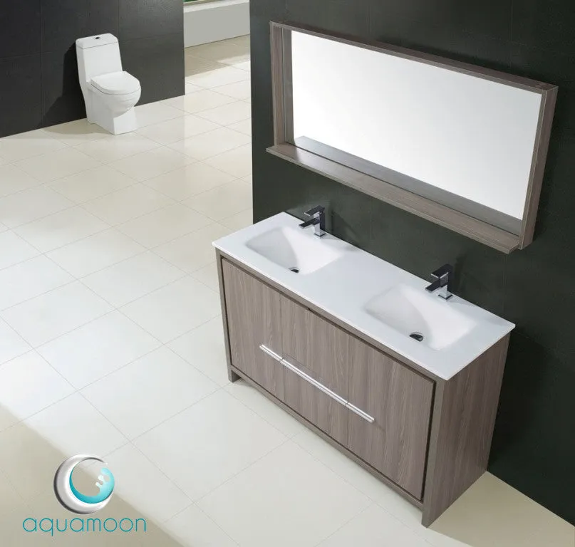 Aquamoon Granada 60 Double Sink Modern Bathroom Vanity Set - Light Grey