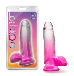 B Yours By Blush® | Sugar Magnolia Realistic Fuchsia 6.75-Inch Long Dildo With Balls & Suction Cup Base