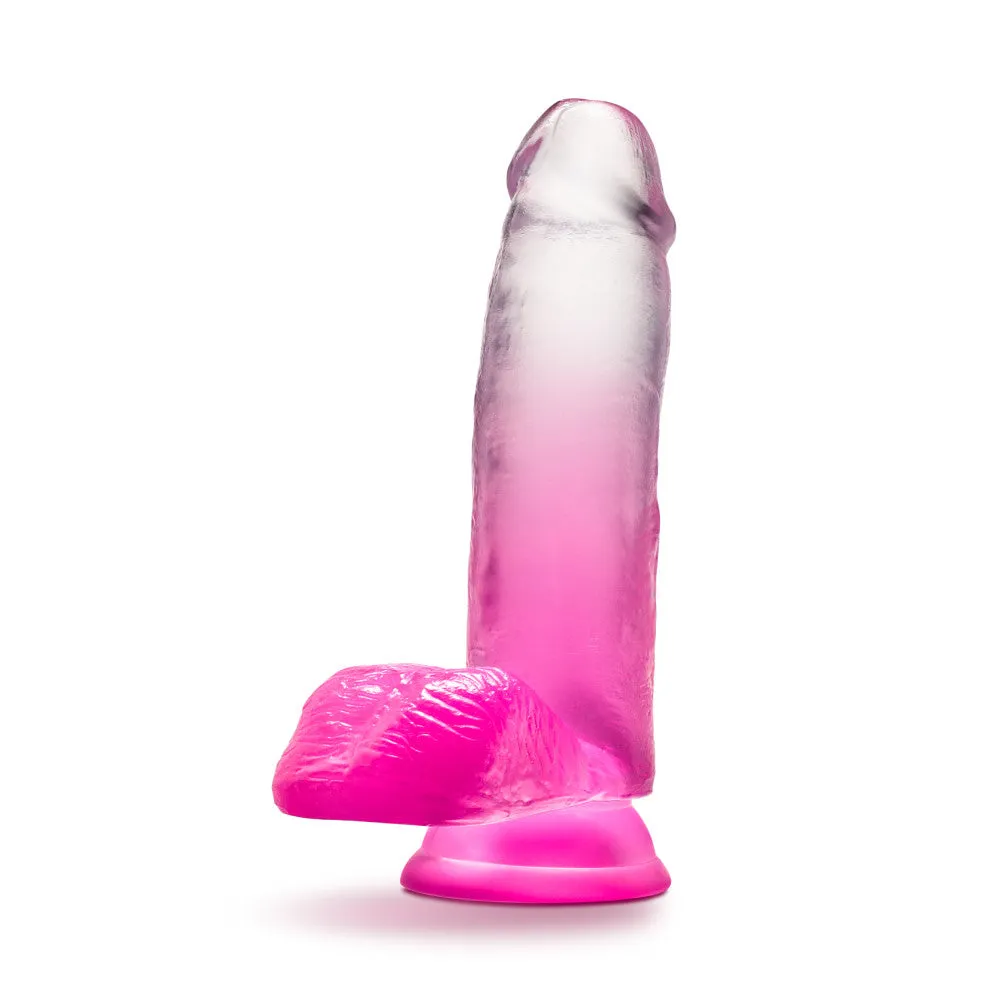 B Yours By Blush® | Sugar Magnolia Realistic Fuchsia 6.75-Inch Long Dildo With Balls & Suction Cup Base