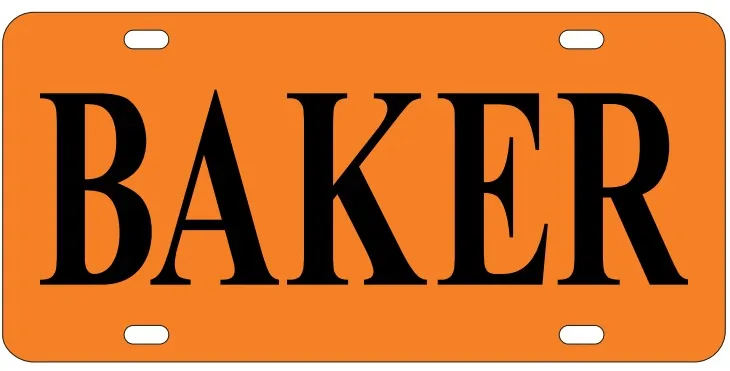 Baker License Plate