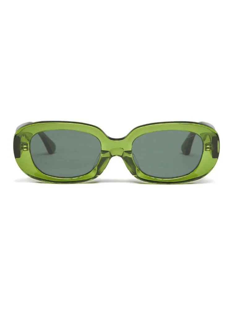 CHILLHANG Oval Island Style Sunglasses - Green Frame