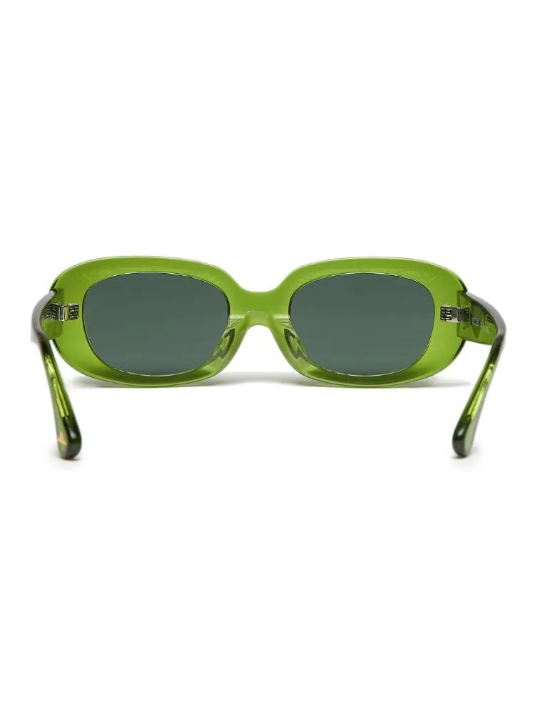 CHILLHANG Oval Island Style Sunglasses - Green Frame