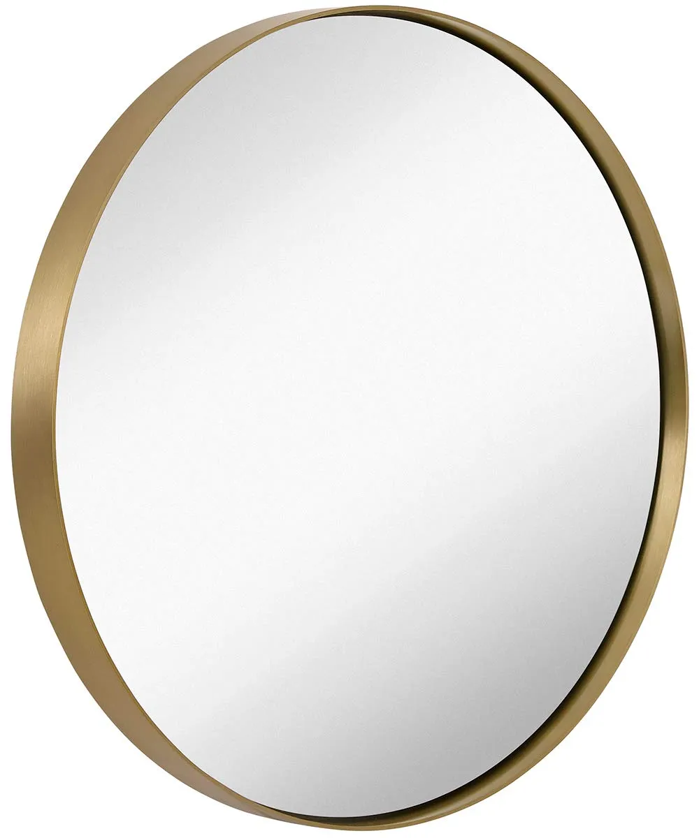 Contemporary Brushed Metal Black Wall Mirror | Glass Panel Black Framed Rounded Circle