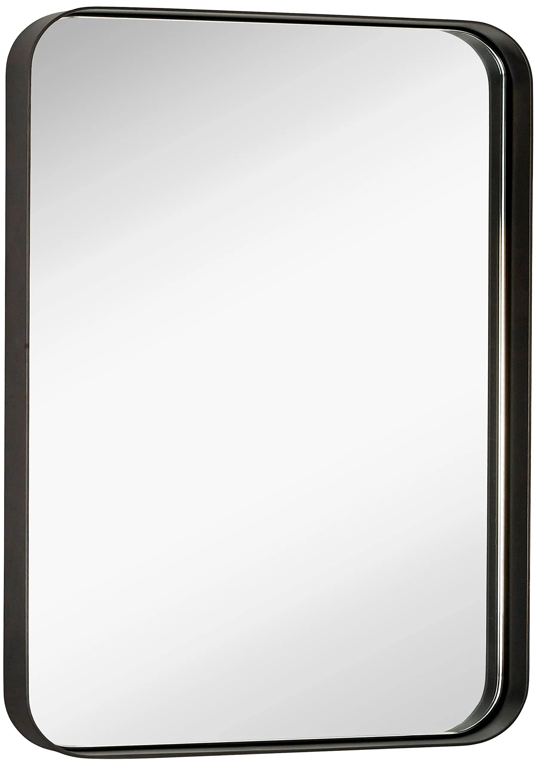 Contemporary Brushed Metal Wall Mirror | Glass Panel Bronze Framed Rounded Corner Deep