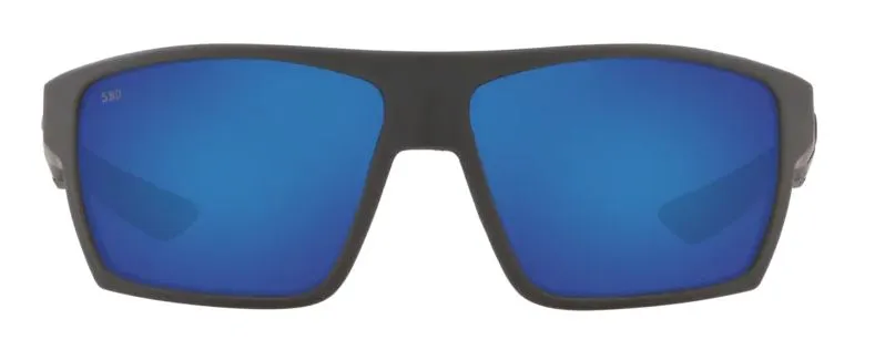 Costa Del Mar Mens Bloke Matte Gray/Matte Black Frame - Blue Mirror 580 Glass Lens - Polarized Sunglasses