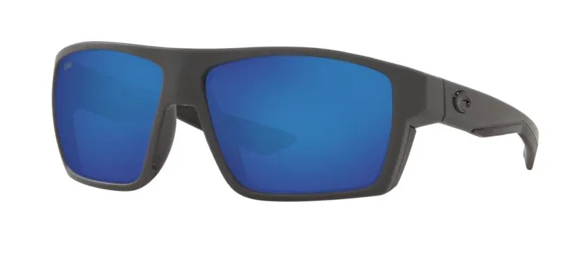 Costa Del Mar Mens Bloke Matte Gray/Matte Black Frame - Blue Mirror 580 Glass Lens - Polarized Sunglasses