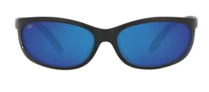 Costa Del Mar Mens Fathom Matte Black Frame - Blue Mirror 580 Glass Lens - Polarized Sunglasses