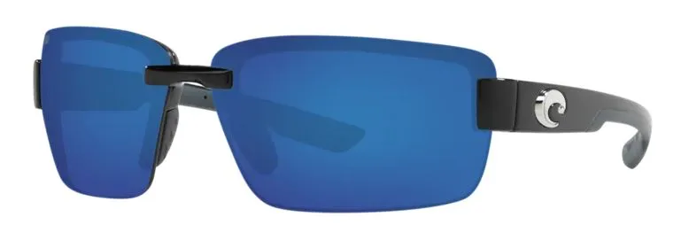 Costa Del Mar Mens Galveston Shiny Black Frame - Blue Mirror 580 Plastic Lens - Polarized Sunglasses