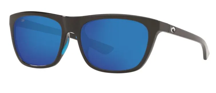 Costa Del Mar Womens Cheeca Shiny Black Frame - Blue Mirror 580 Glass Lens - Polarized Sunglasses