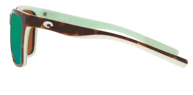 Costa Del Mar Womens Panga Shiny Tortoise/White/Seafoam Crystal Frame -  Green Mirror 580 Plastic Lens - Polarized Sunglasses