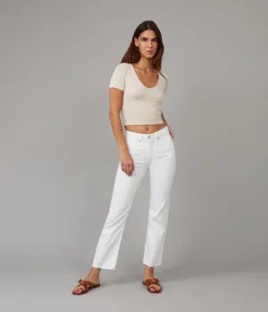 DENVER-WHT High Rise Straight Jeans