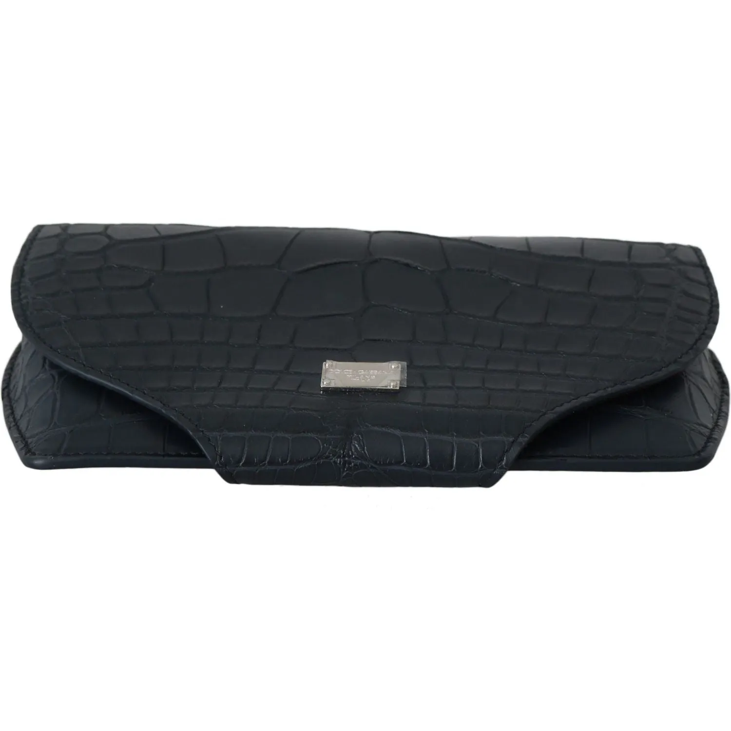 Dolce & Gabbana Elegant Blue Crocodile Leather Eyewear Pouch