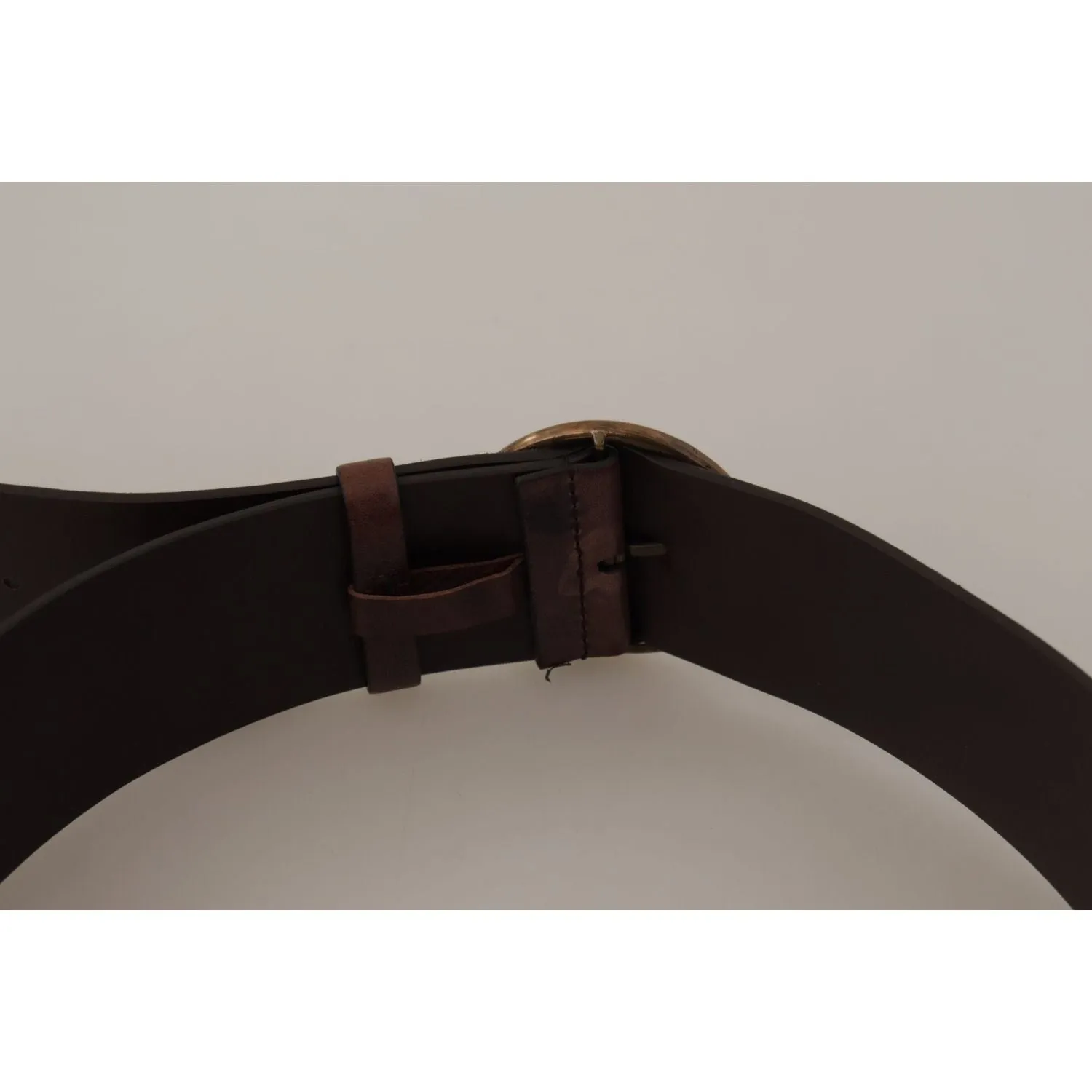 Dolce & Gabbana Elegant Dark Brown Leather Belt with Logo Buckle