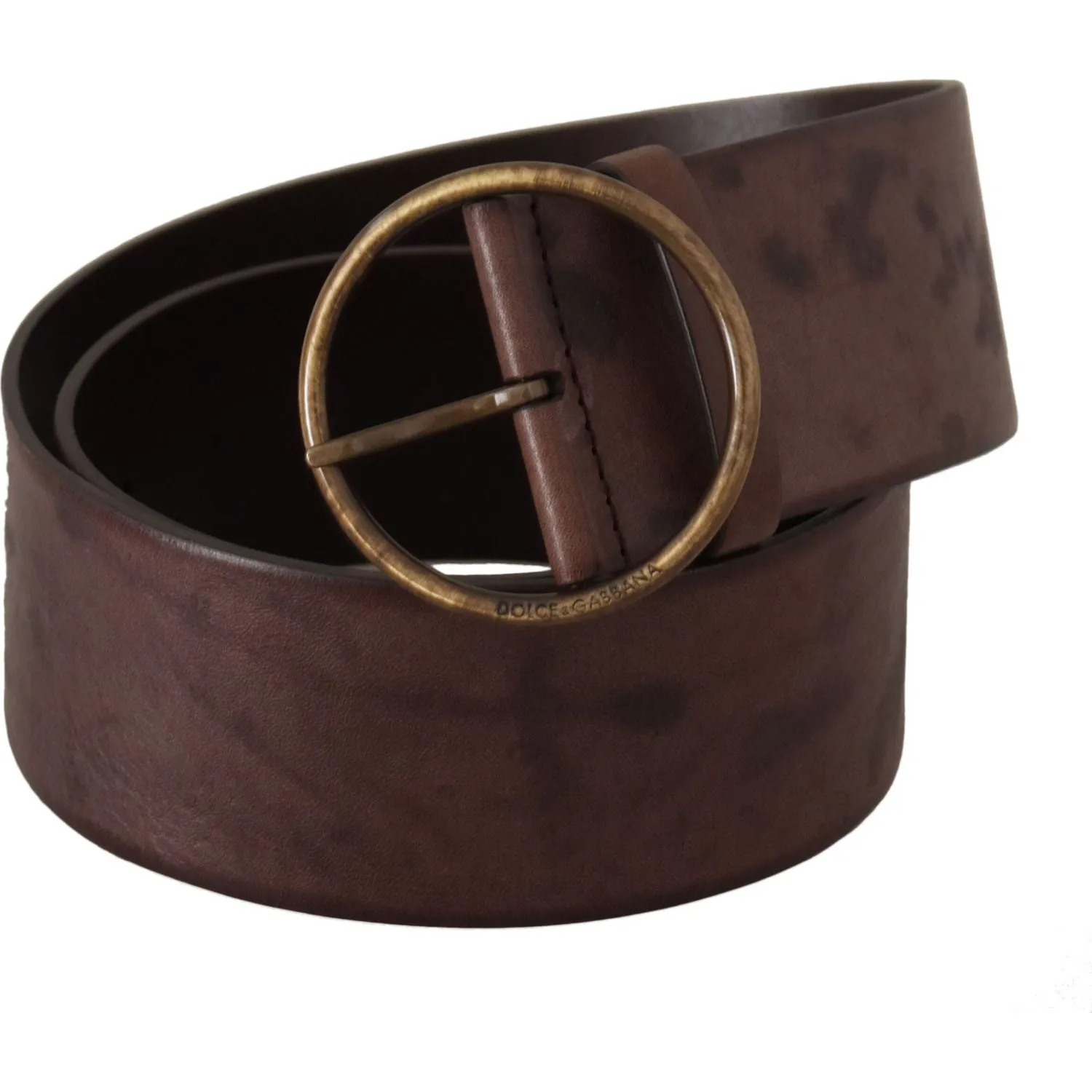 Dolce & Gabbana Elegant Dark Brown Leather Belt with Logo Buckle