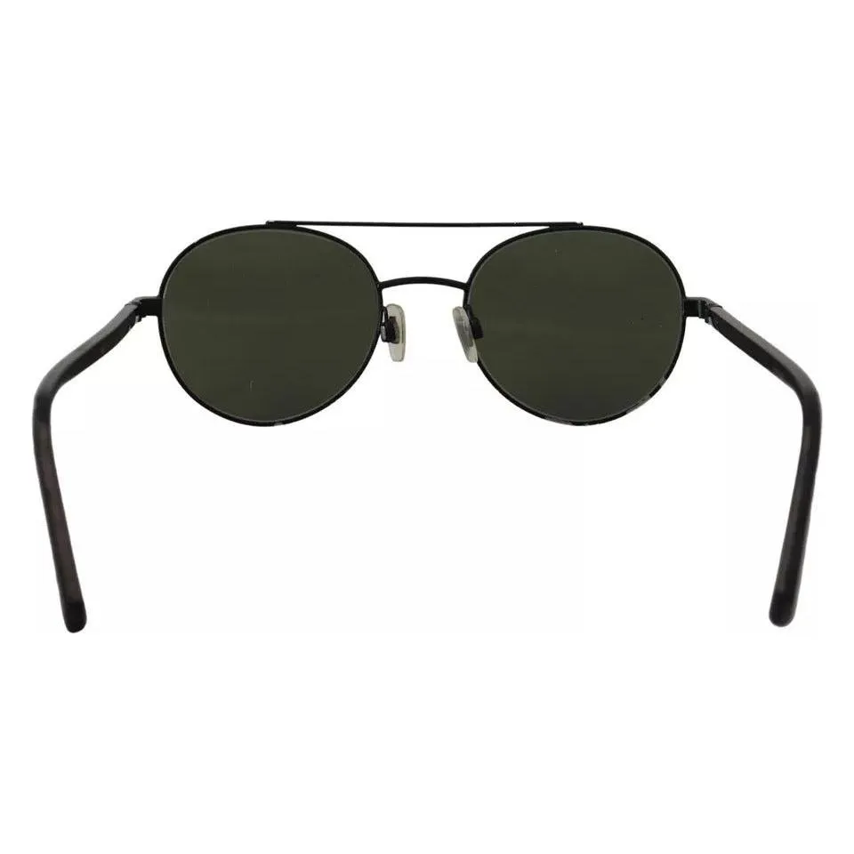 Dolce & Gabbana Matte Black Steel Frame Green Lens DG2245 Sunglasses