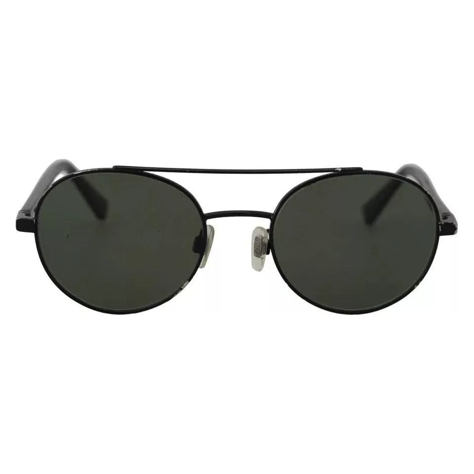 Dolce & Gabbana Matte Black Steel Frame Green Lens DG2245 Sunglasses