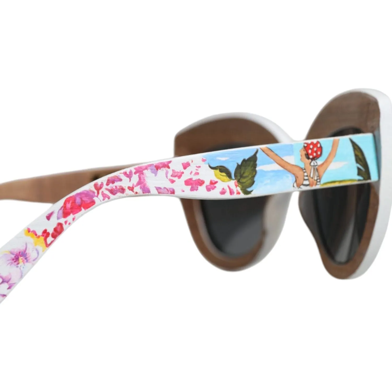 Dolce & Gabbana Multicolor Wood Crystal Brass Frame Floral Hand Paint Sunglasses