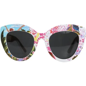 Dolce & Gabbana Multicolor Wood Crystal Brass Frame Floral Hand Paint Sunglasses