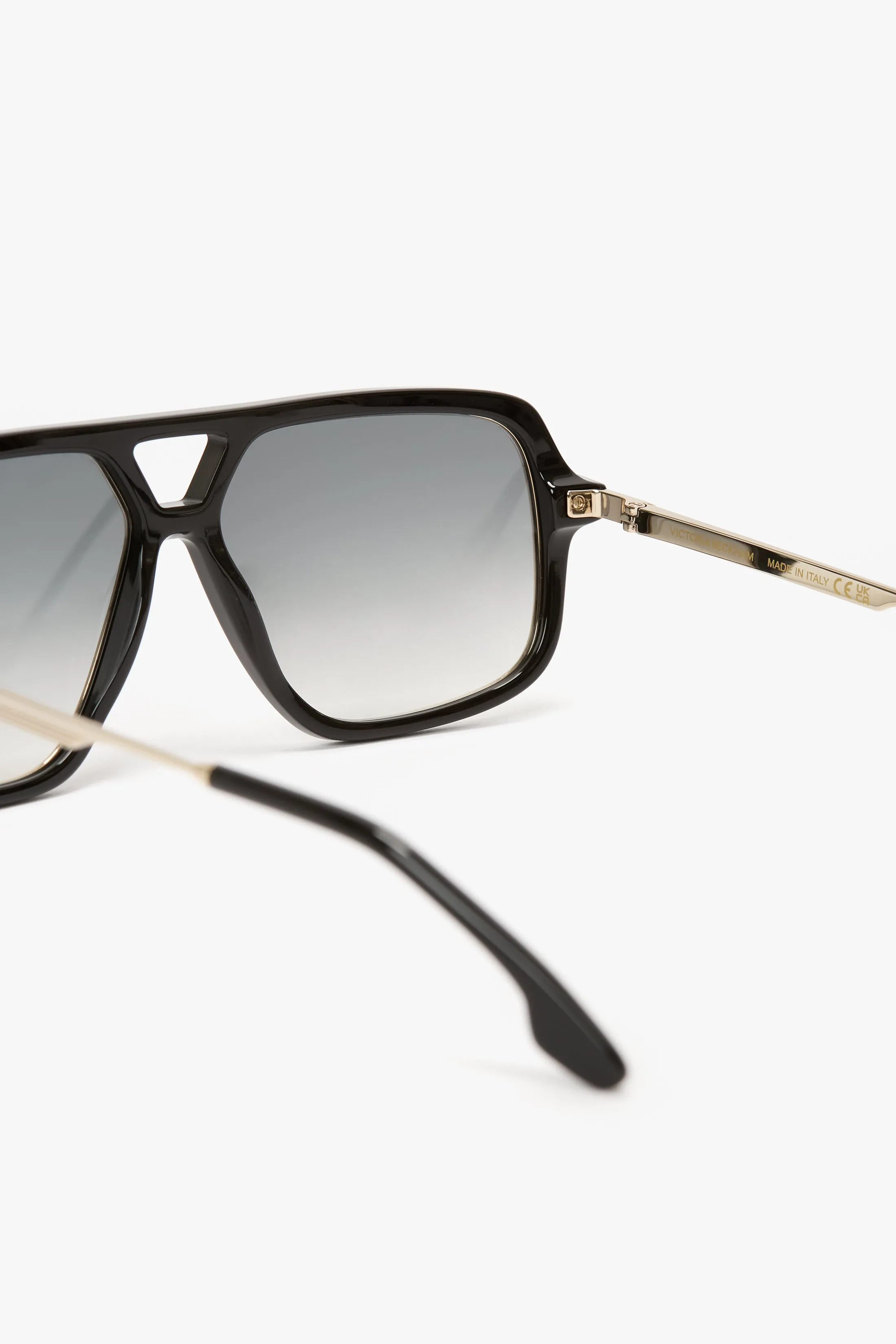 Double Bridge Aviator Sunglasses In Black