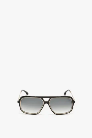 Double Bridge Aviator Sunglasses In Black