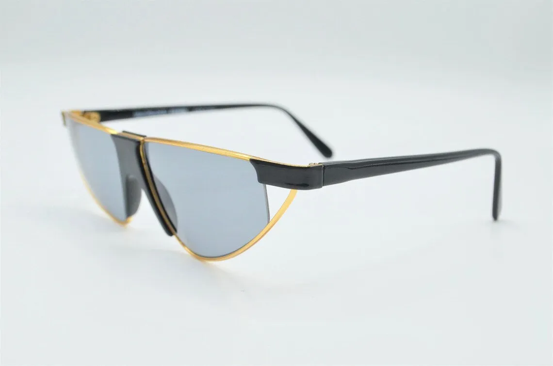 DS03 – Authentic Ferre Sunglasses - Gold Metal Black Pointy Mod 43