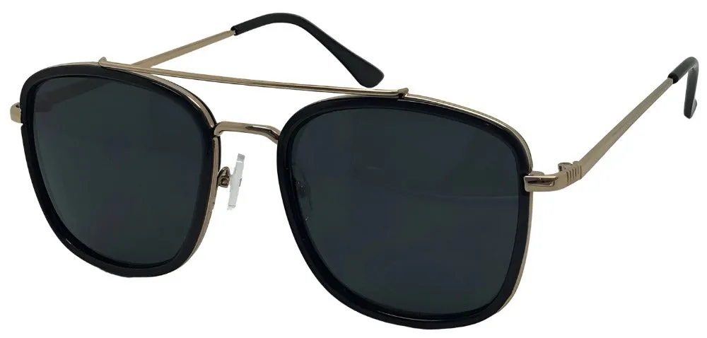 Fantas-Eyes Mens Quadratto Aviator Non-Polarized Sunglasses - Black/Smoke