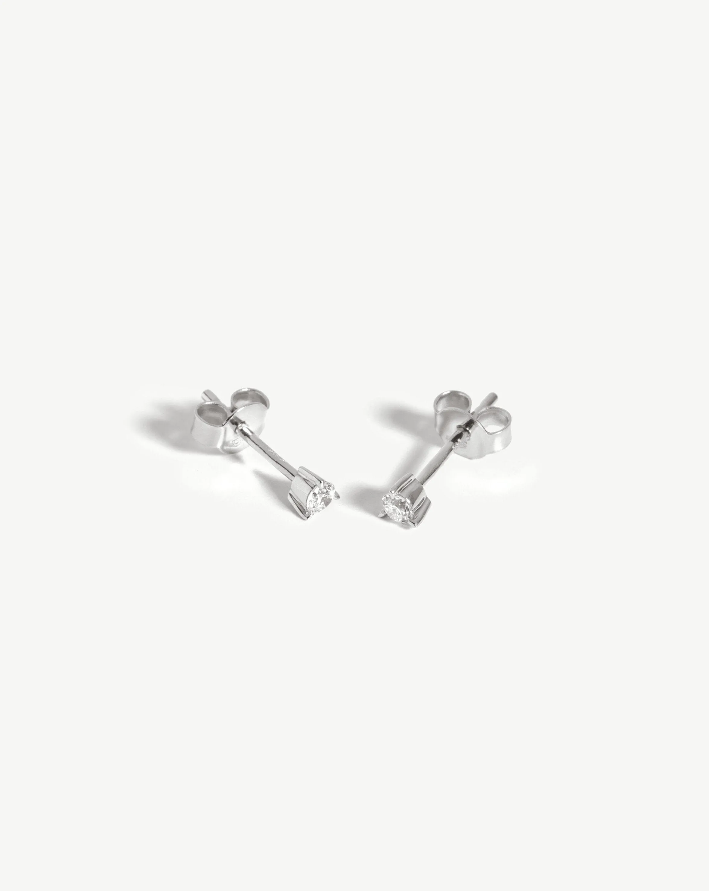 Fine Small Solitaire Diamond Stud Earrings