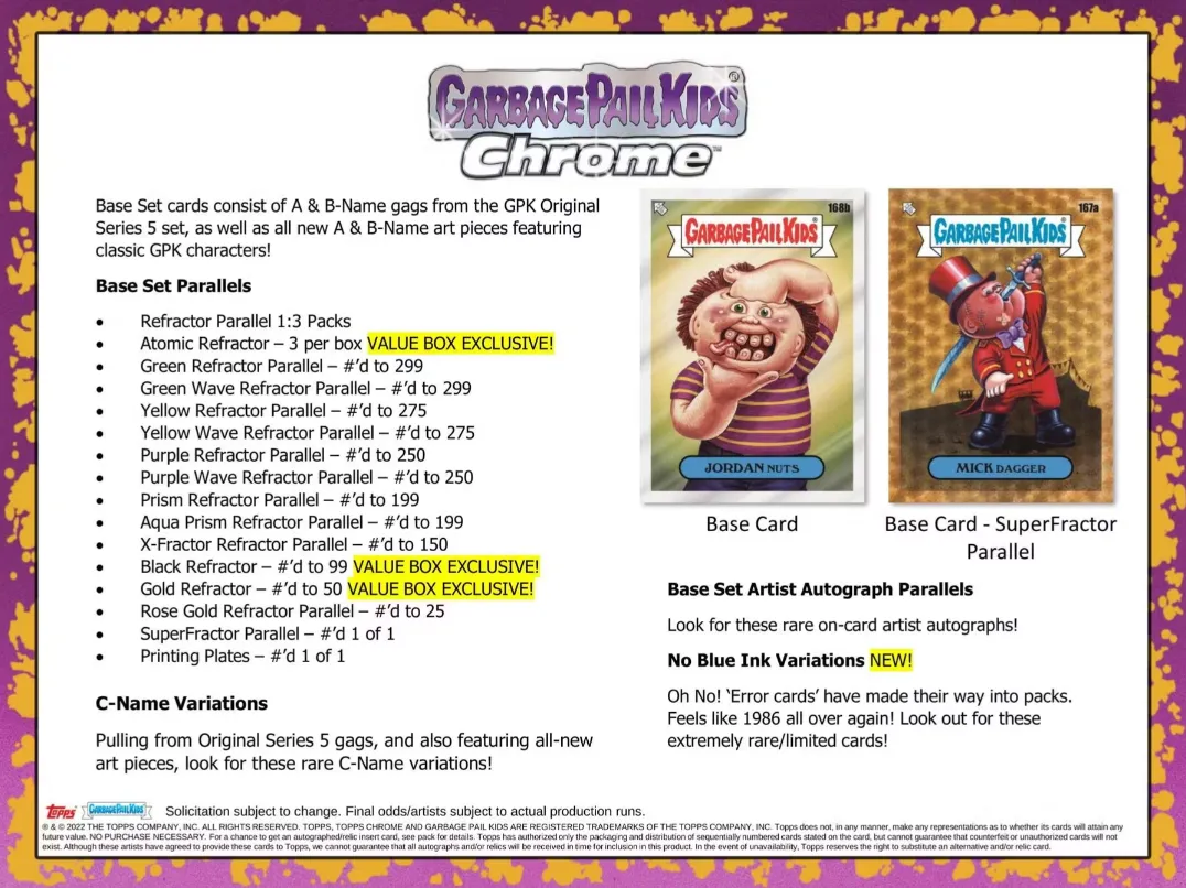 Garbage Pail Kids Chrome Series 5 Blaster Box