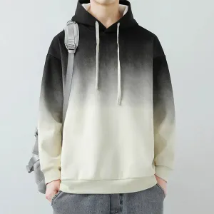 Handsome Long Sleeve Hooded Gradient Colour