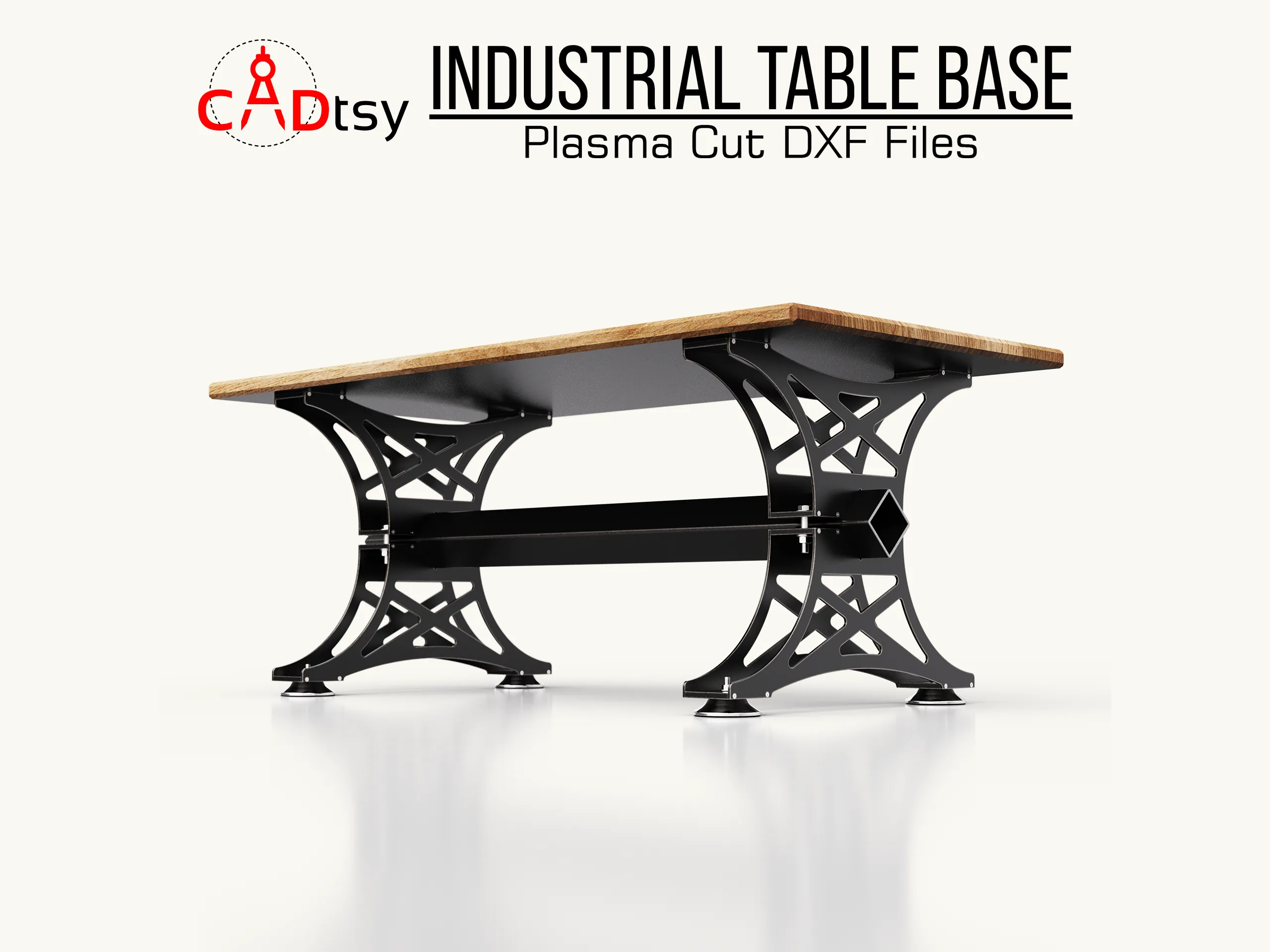 Industrial Table Leg Base DXF Plasma Cutting CNC Files | Laser Cut Pattern for Dining Table Metal Base