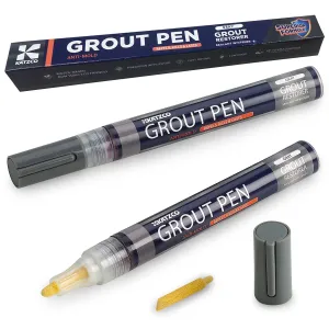 Katzco Grout Pen - Eggshell Grey - 2 Pack - 5mm Narrow Tip - Covers 200 Feet