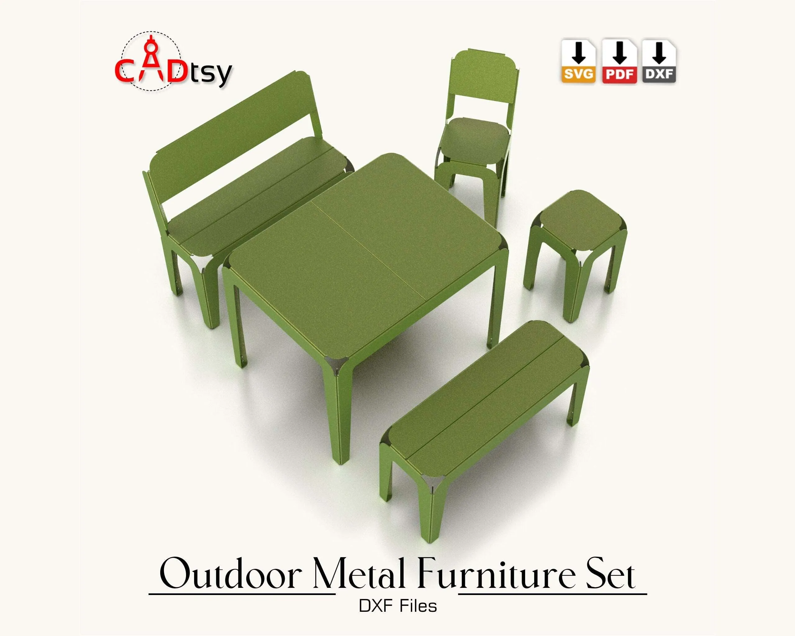 Metal Kids Table, Chair & Bench Bundle DXF/SVG - CNC Laser/Plasma Cutting Files