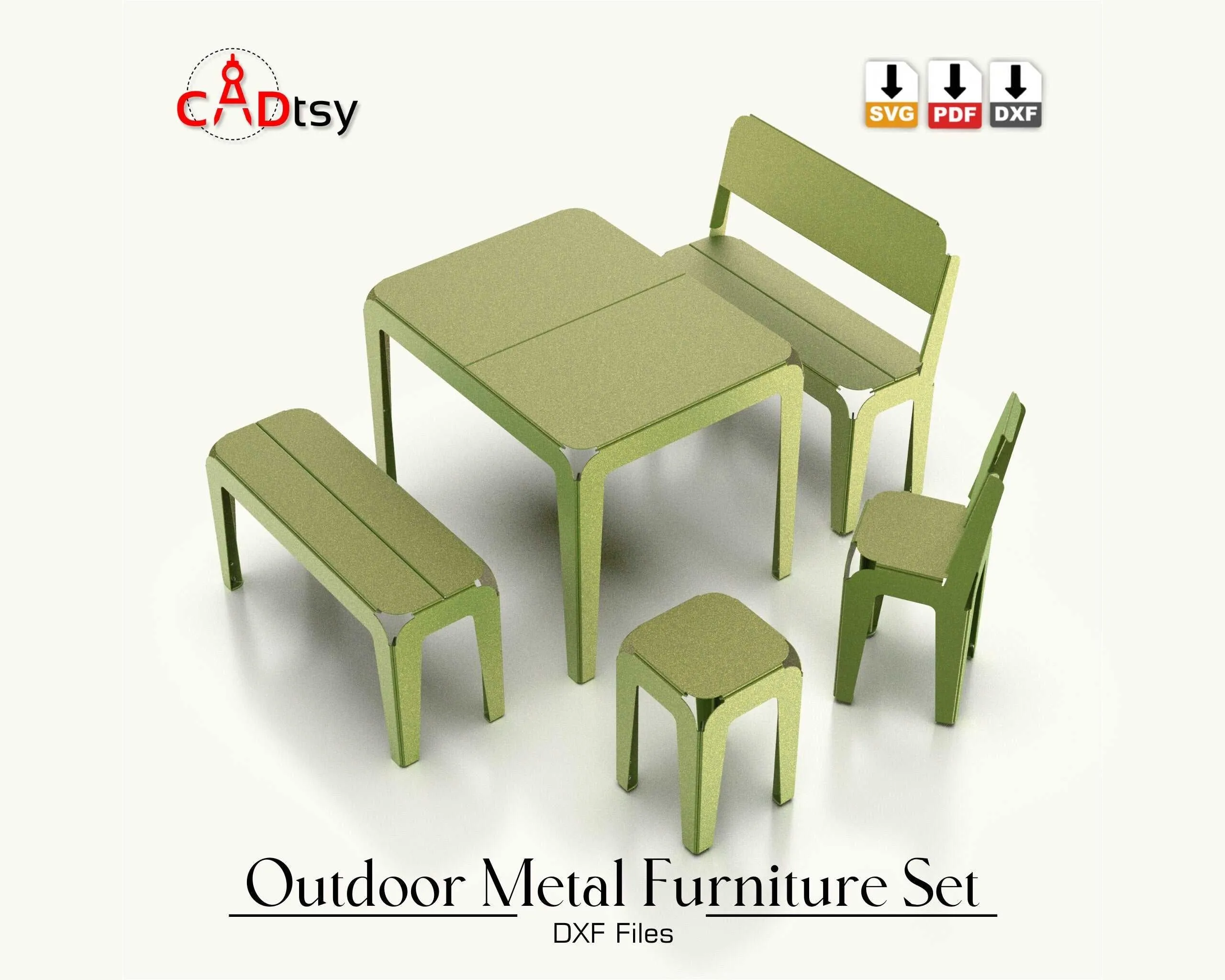 Metal Kids Table, Chair & Bench Bundle DXF/SVG - CNC Laser/Plasma Cutting Files