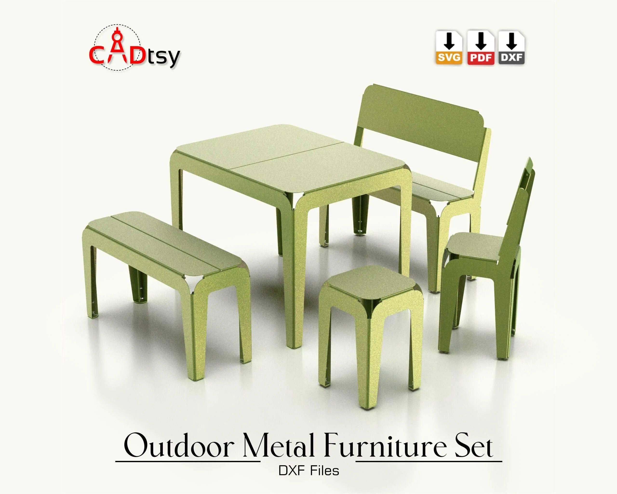 Metal Kids Table, Chair & Bench Bundle DXF/SVG - CNC Laser/Plasma Cutting Files