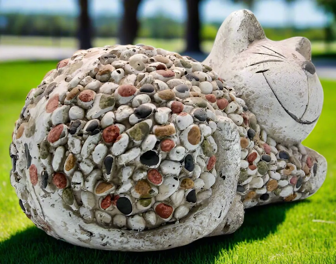 Mosaic Polystone Laying Cat Ornament