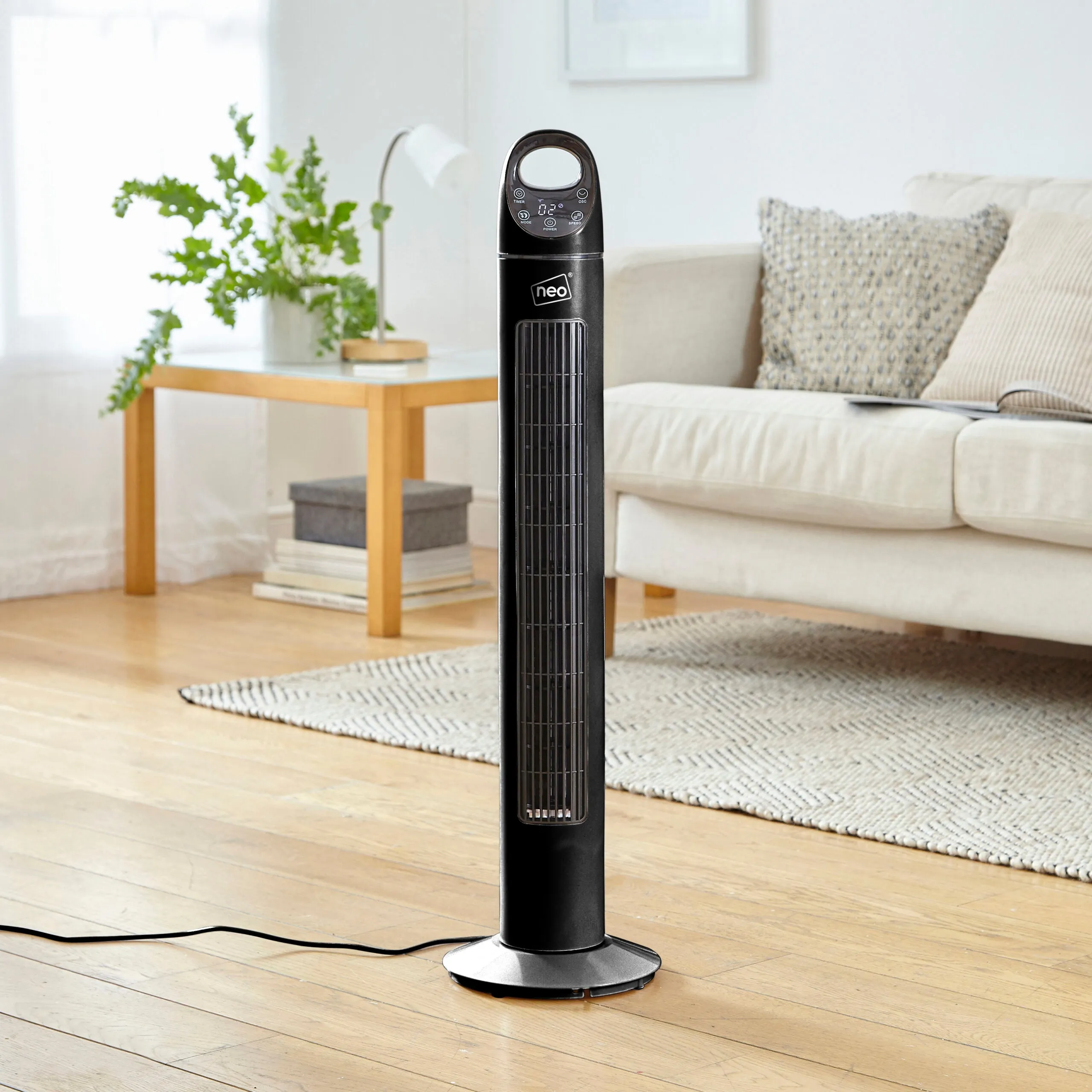 Neo 33” Aroma Free Standing 3 Speed Fan - Black