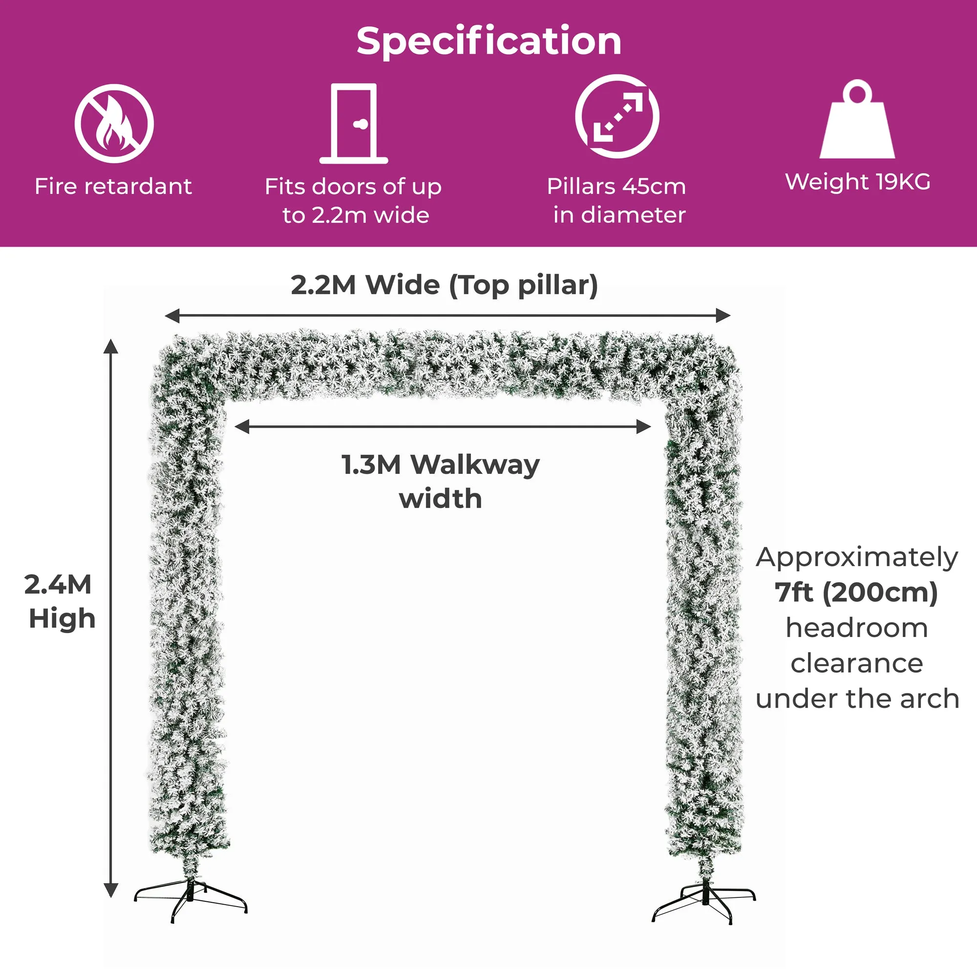 Neo Double 2.4m Christmas Arch Tree Garland Doorway