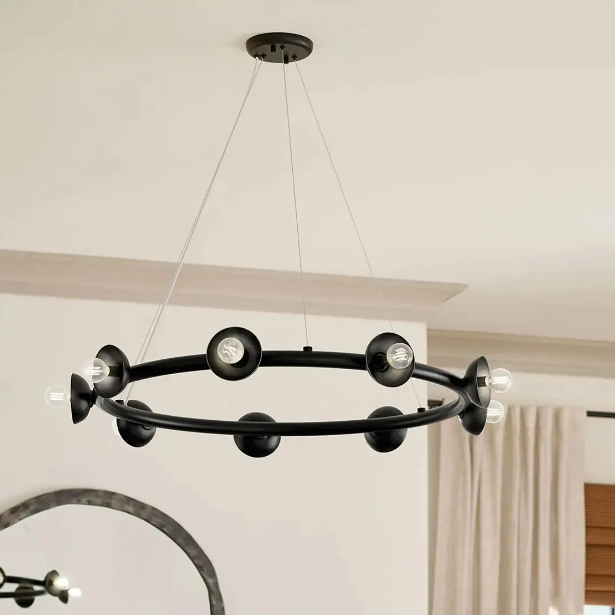 Palta 35" 9-Light Chandelier, Black Finish