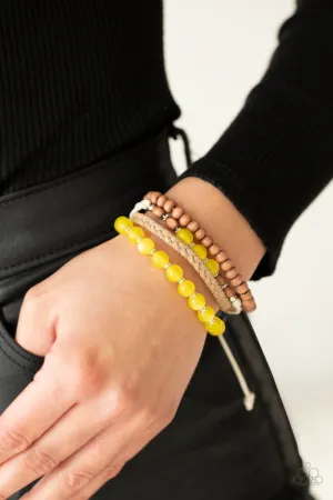 Paparazzi Down HOMESPUN Bracelet Yellow