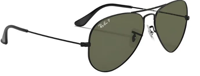 Ray-Ban Aviator Classic Polarized Sunglasses - Black/Green