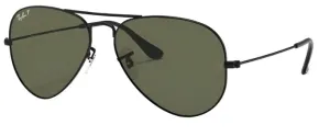 Ray-Ban Aviator Classic Polarized Sunglasses - Black/Green