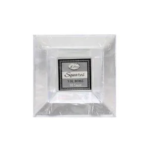 Squares - Clear 5 oz. Square Plastic Dinner Bowls (Case Qty: 120)