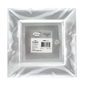 Squares - Clear 8" Square Plastic Dinner Plates (Case Qty: 120)