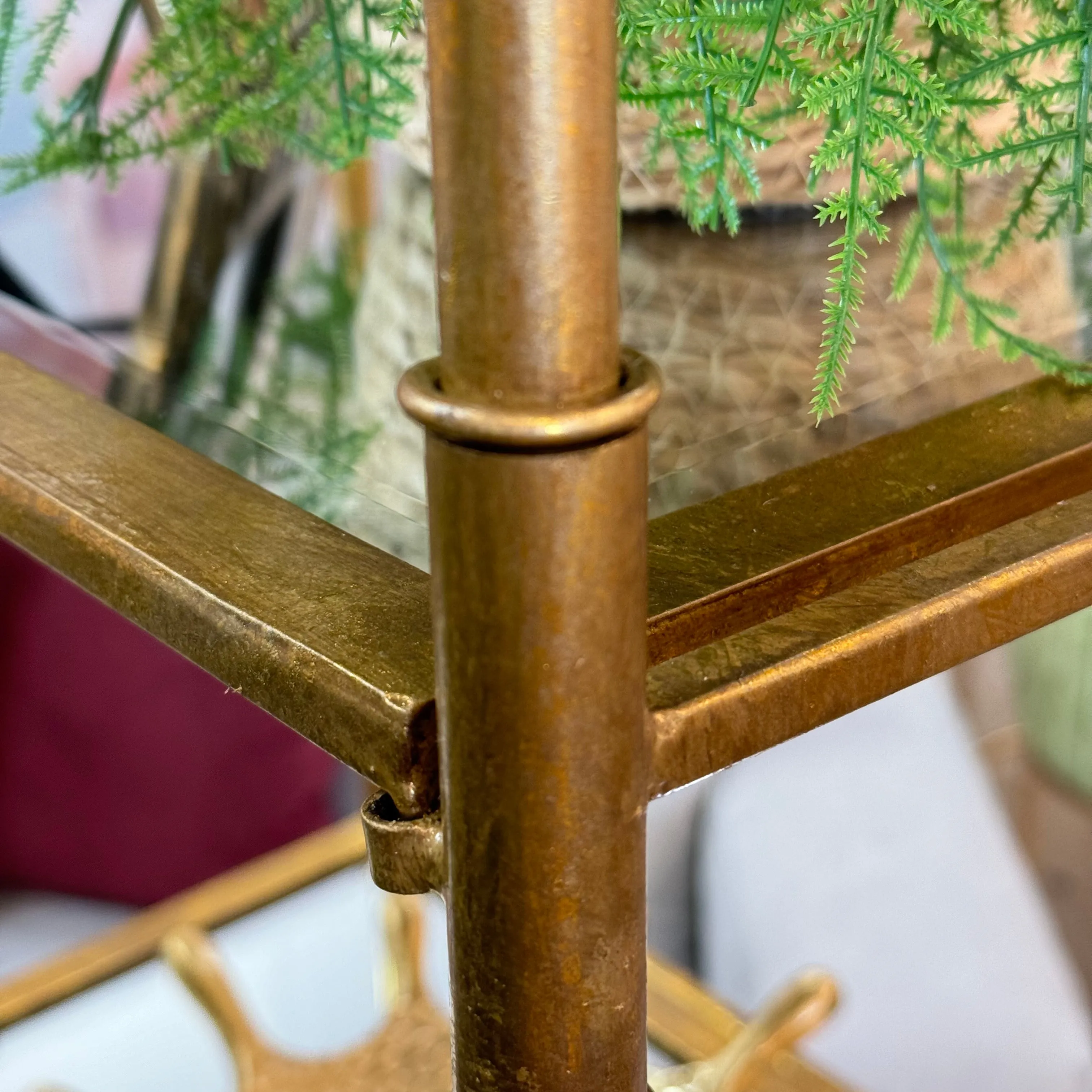 Tall Gold Mirrored Shelf